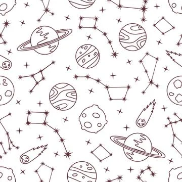 Space vector seamless pattern Astronomy Science Illustrazione stock