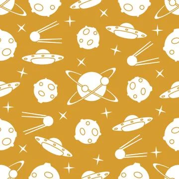 Space vector seamless pattern. Astronomy. Science Stock Illustration
