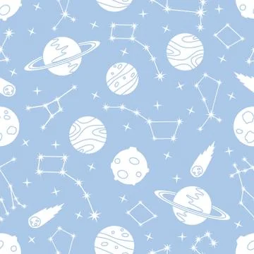 Space vector seamless pattern Astronomy Science Illustrazione stock