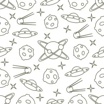Space vector seamless pattern. Astronomy. Science 스톡 일러스트