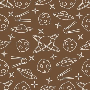 Space vector seamless pattern. Astronomy. Science イラスト素材