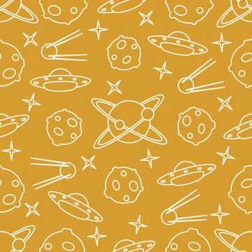 Space vector seamless pattern. Astronomy. Science Stock Illustration