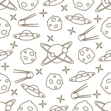 Space vector seamless pattern. Astronomy. Science 스톡 일러스트