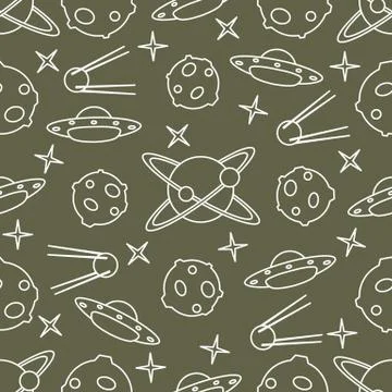 Space vector seamless pattern. Astronomy. Science Stock Illustration