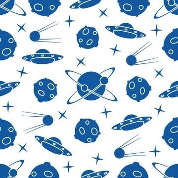 Space vector seamless pattern. Astronomy. Science Stock Illustration