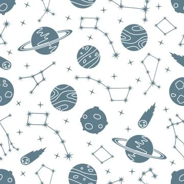 Space vector seamless pattern Astronomy Science イラスト素材
