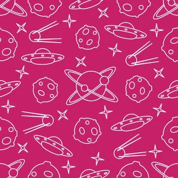 Space vector seamless pattern. Astronomy. Science 스톡 일러스트