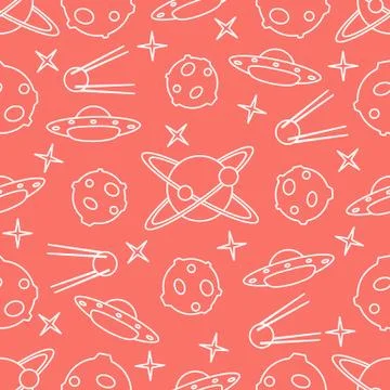 Space vector seamless pattern. Astronomy. Science Stock Illustration