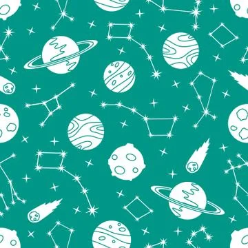 Space vector seamless pattern Astronomy Science 스톡 일러스트