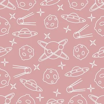 Space vector seamless pattern. Astronomy. Science Stock Illustration