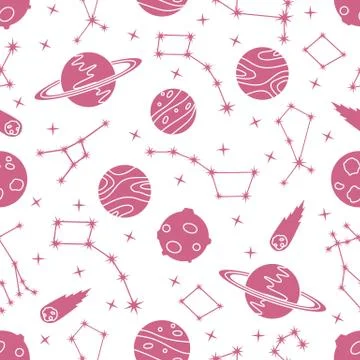 Space vector seamless pattern Astronomy Science イラスト素材