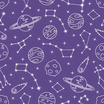 Space vector seamless pattern Astronomy Science Illustrazione stock