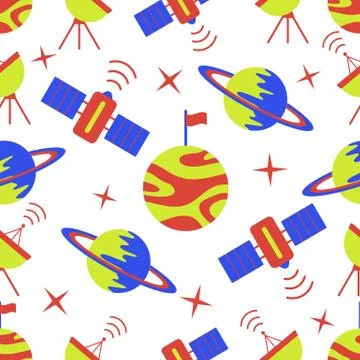 Space vector seamless pattern Astronomy Science Stock Illustration