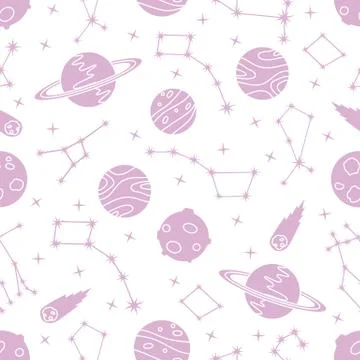 Space vector seamless pattern Astronomy Science 스톡 일러스트