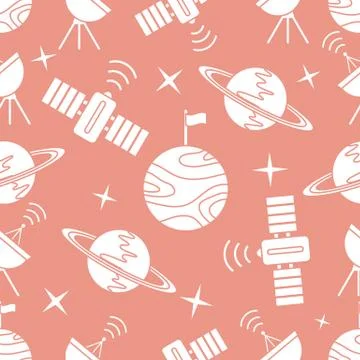Space vector seamless pattern Astronomy Science 스톡 일러스트