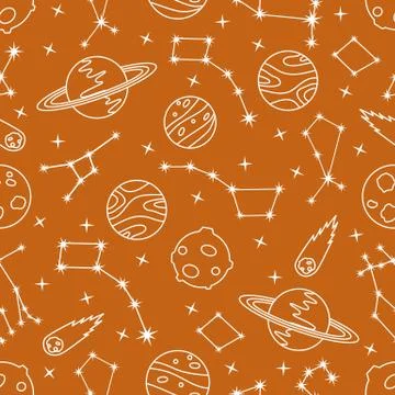 Space vector seamless pattern Astronomy Science Illustrazione stock