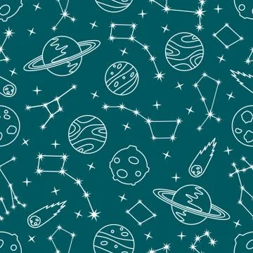 Space vector seamless pattern Astronomy Science 스톡 일러스트
