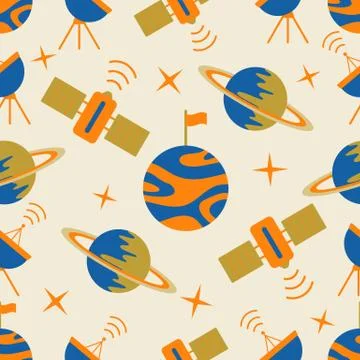 Space vector seamless pattern Astronomy Science イラスト素材