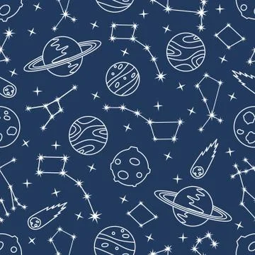 Space vector seamless pattern Astronomy Science Stock Illustration