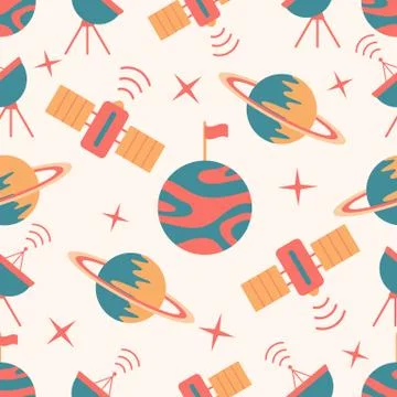 Space vector seamless pattern Astronomy Science Stockillustratie