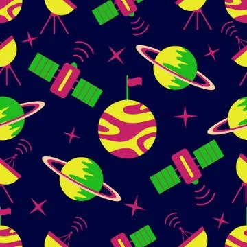 Space vector seamless pattern Astronomy Science Stock Illustration