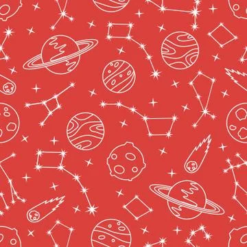 Space vector seamless pattern Astronomy Science Illustrazione stock