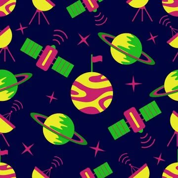 Space vector seamless pattern Astronomy Science Illustrazione stock