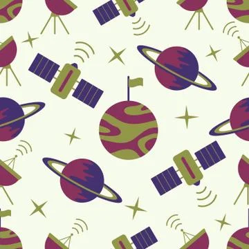 Space vector seamless pattern Astronomy Science 스톡 일러스트