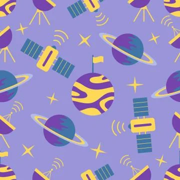 Space vector seamless pattern Astronomy Science Stock Illustration