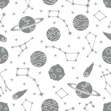 Space vector seamless pattern Astronomy Science Illustrazione stock