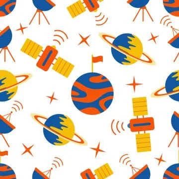 Space vector seamless pattern Astronomy Science イラスト素材