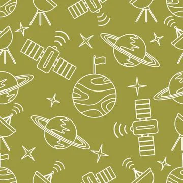 Space vector seamless pattern Astronomy Science Illustrazione stock