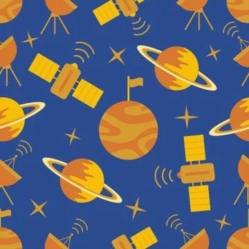 Space vector seamless pattern Astronomy Science Stock Illustration