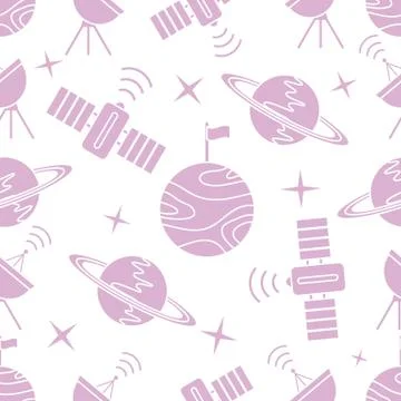 Space vector seamless pattern Astronomy Science Illustrazione stock