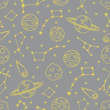 Space vector seamless pattern Astronomy Science 스톡 일러스트