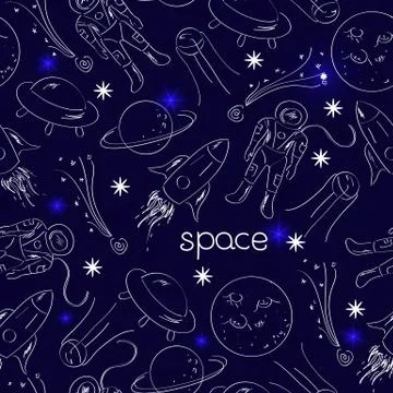 Space vector seamless pattern イラスト素材
