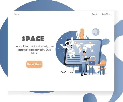 Space vector website landing page design template Stock Illustration