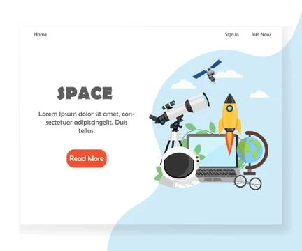 Space vector website landing page design template Illustrazione stock