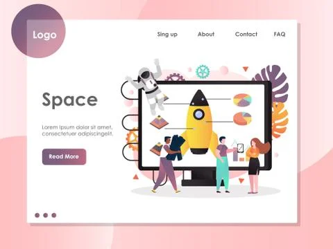 Space vector website landing page design template 스톡 일러스트