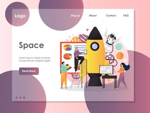 Space vector website landing page design template Stock Illustration