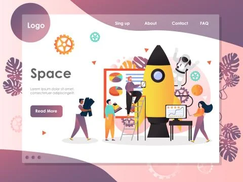 Space vector website landing page design template Stock Illustration