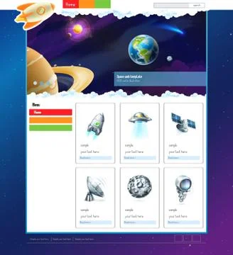Space vector website template Illustrazione stock