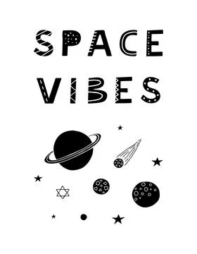 Space vibes poster. Stock Illustration
