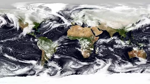 Space View of the Clouds Moving over the Earth Map 库存影片 250265227