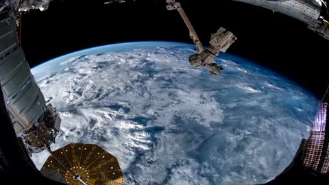 Space view, Earth planet revolves scene from International Space Station ISS Vidéo 134893592