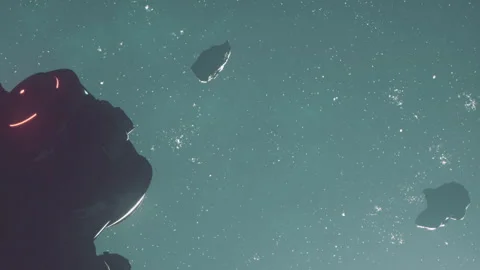 Space view at night with floating objects in the sky Stock Footage 344957222