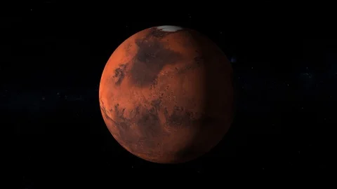 Space view on Planet Mars with milky way stars Stock Footage 124549017