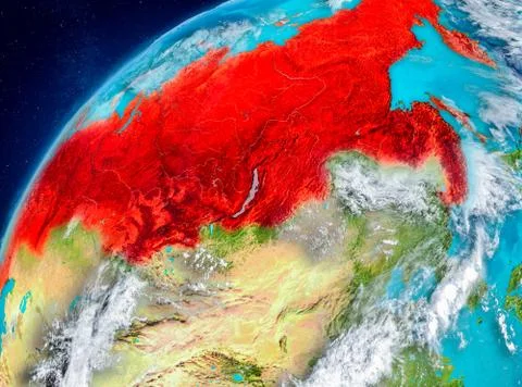 Space view of Russia in red イラスト素材