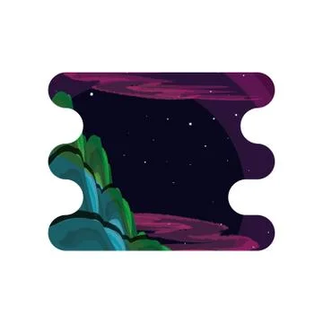 Space view scene icon Stock Illustration