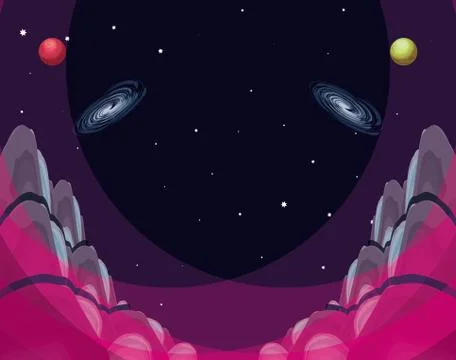 Space view scene icon Stock Illustration